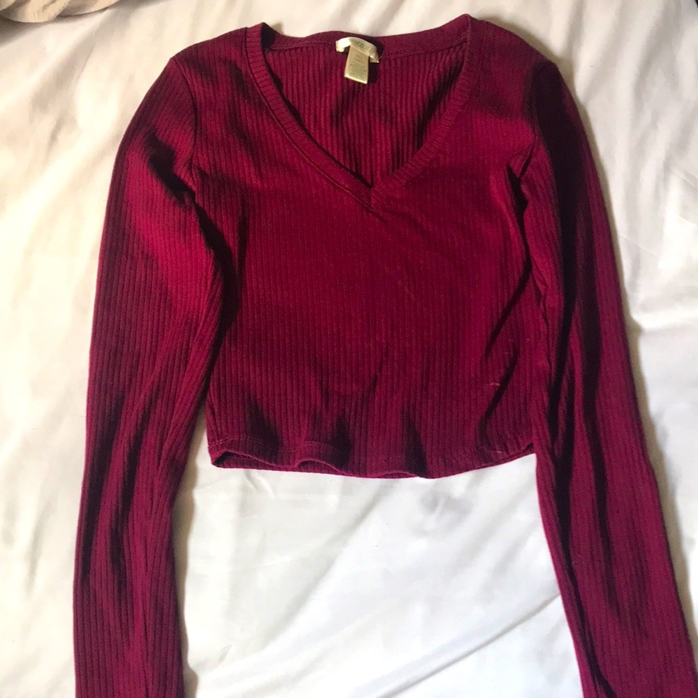 Wine-colored Long Sleeve Tee